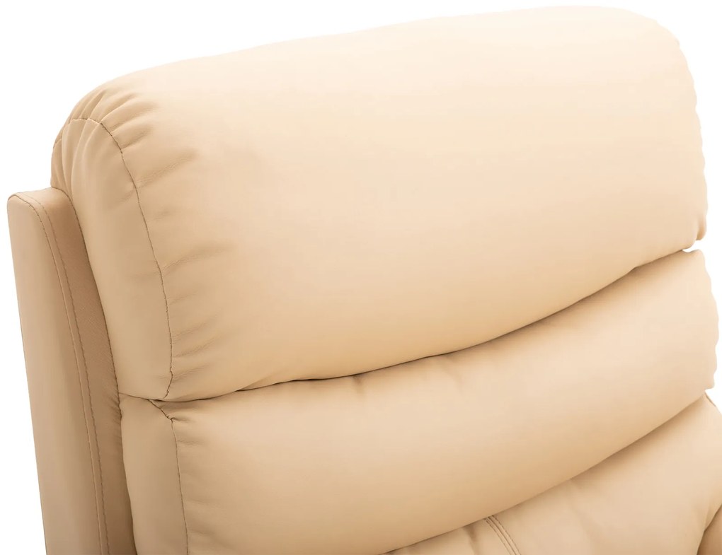 Homcom Fotoliu Relax cu suport pentru picioare care se poate ridica Fotoliu rabatabil fotolii pentru cameră din piele ecologică Fotoliu ergonomic Bej