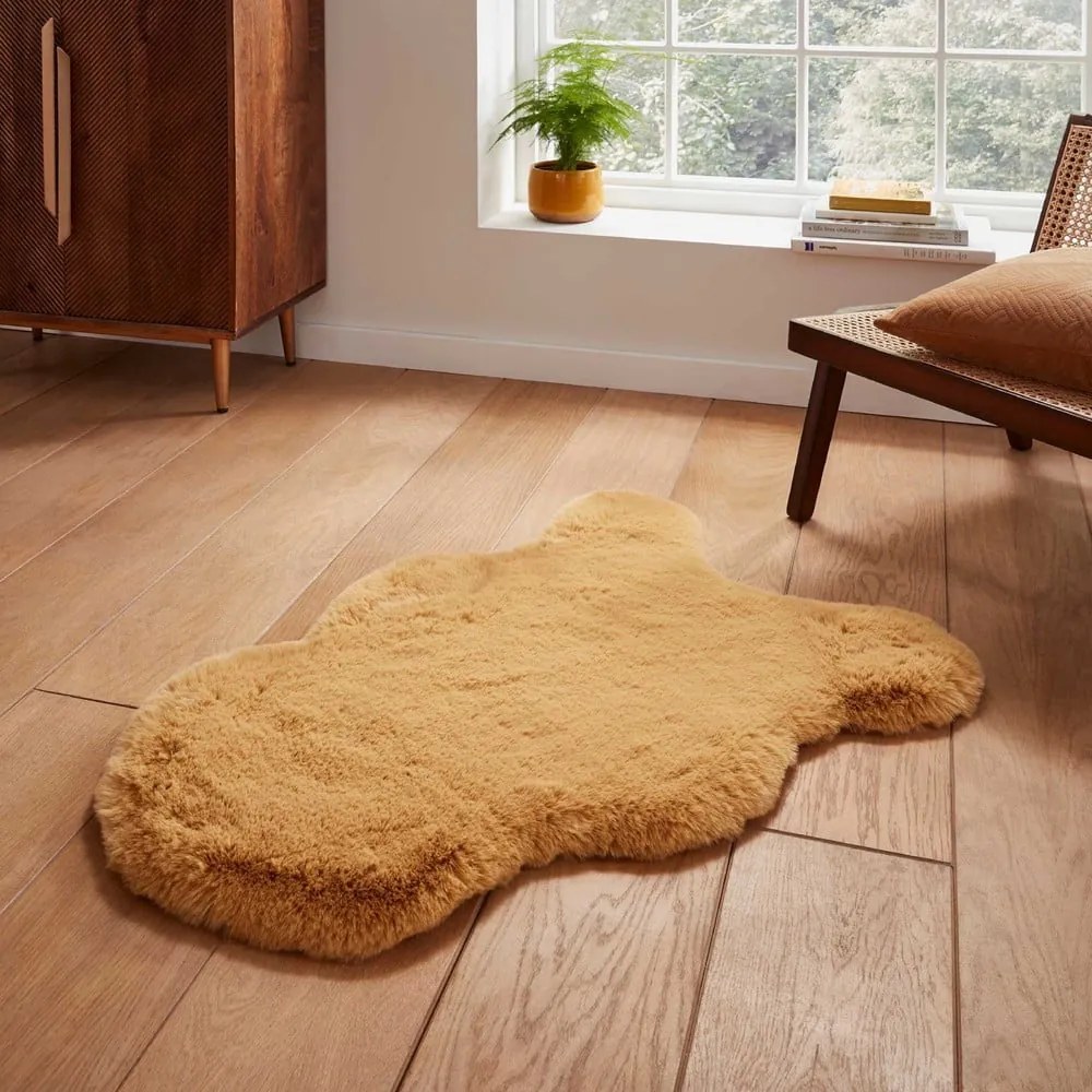 Blană galben-muștar sintetică 60x90 cm Super Teddy – Think Rugs