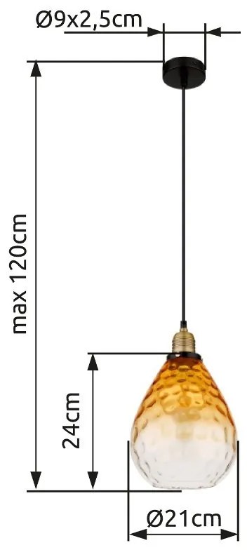 Pendul design decorativ SALVY D-21cm negru/chihlimbar