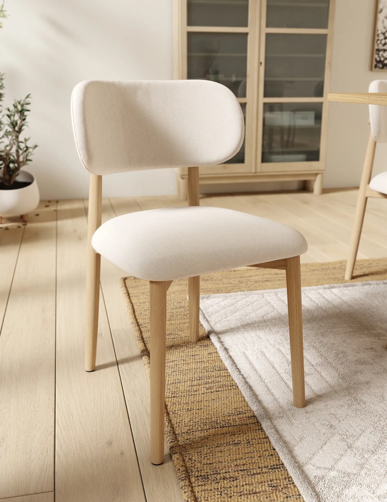 MAZZONI EXPORT ALMO Bej (material Apia 453)/cadru stejar lăcuit - SCAUN DIN LEMN PENTRU SALON SUFRAGERIE BUCĂTĂRIE RETRO