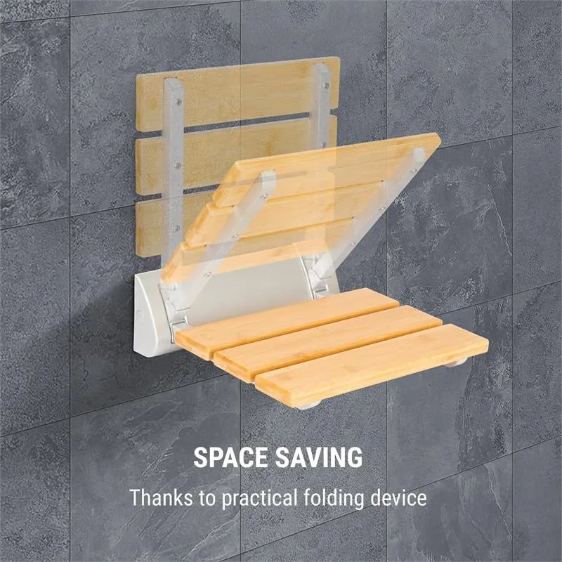 OneConcept Arielle, scaun de duș, bambus, aluminiu, rabatabil, 160 kg max., lemn