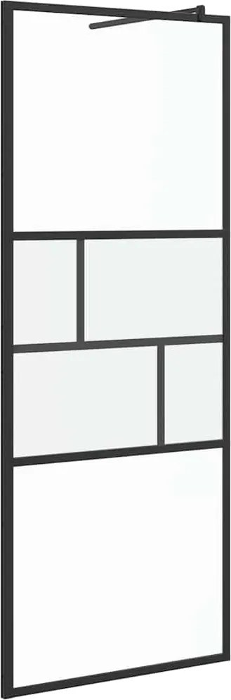 vidaXL Zid de duș walk-in Negru 80 x 195 x 0.5 cm Sticlă și Aluminiu