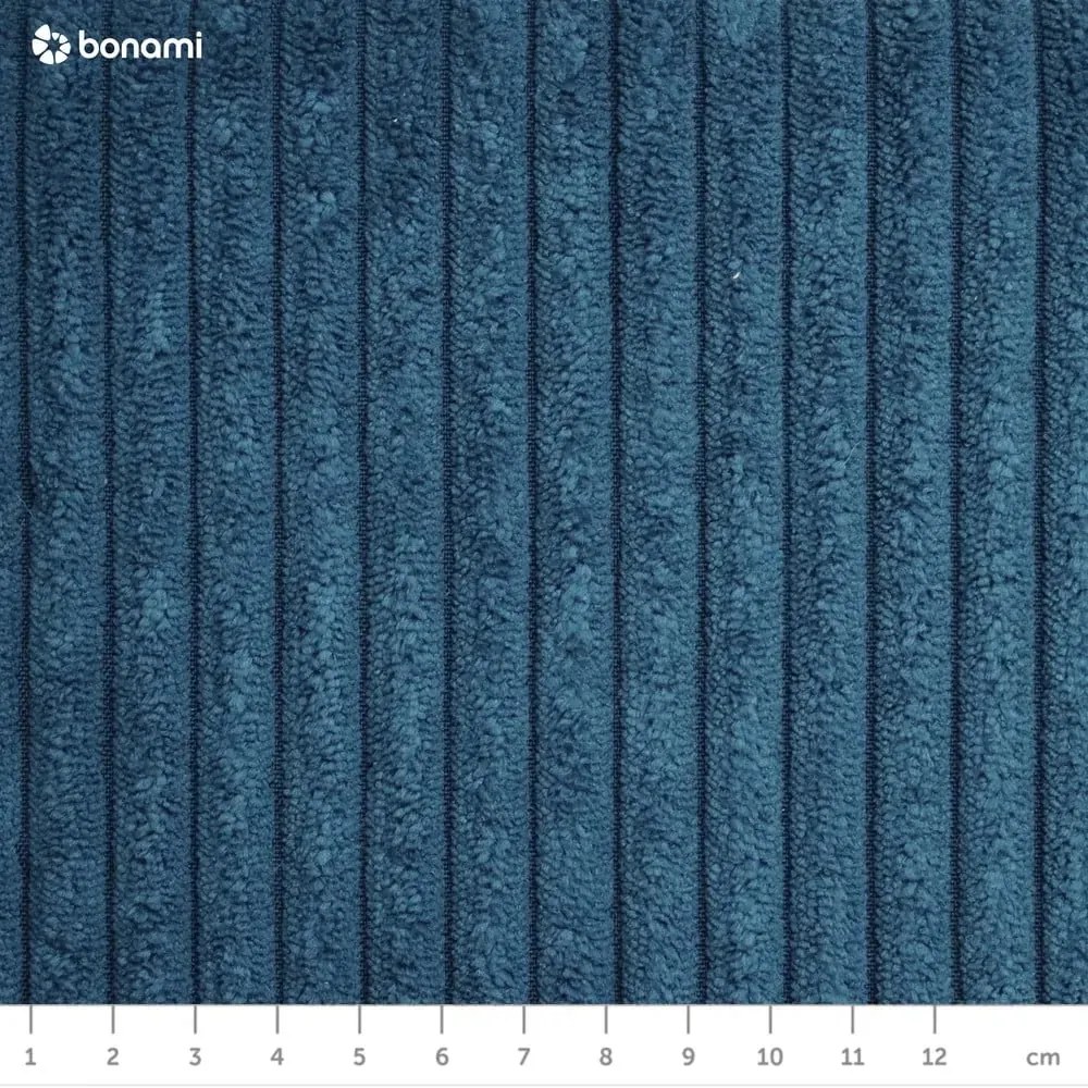 Canapea albastră extensibilă cu tapițerie din catifea reiată 218 cm Tori – Bonami Selection