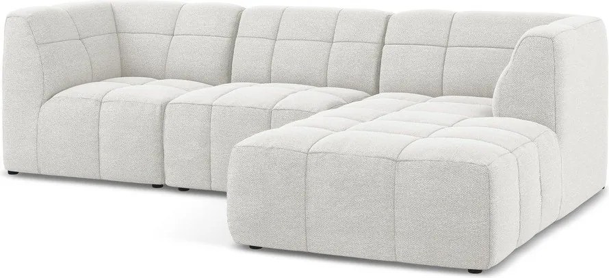 Colțar alb cu tapițerie din țesătură bouclé (cu colț pe partea dreaptă/cu șezlong) Aloha – Makamii