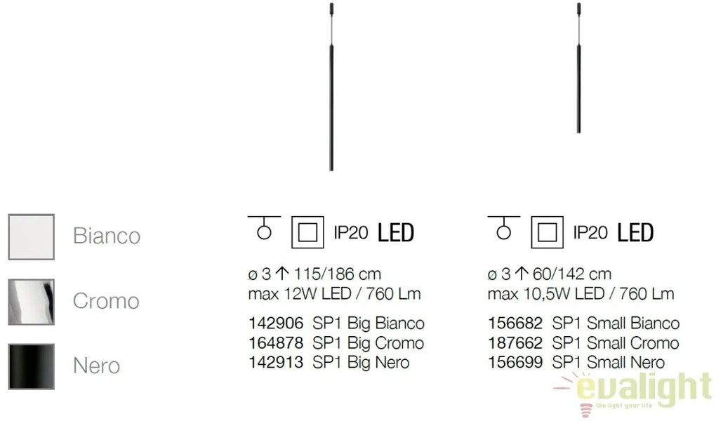 Pendul LED modern design ultra-slim ULTRATHIN SP1 SMALL CROMO 187662