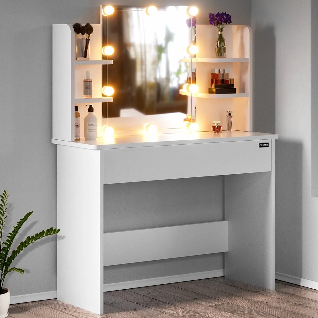 Deuba Masuta de toaleta Lucia cu iluminare LED 108x140x40 cm - alba