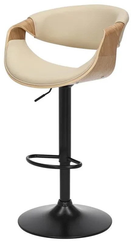 Scaun de bar pivotant ORGANIC stejar/ bej crem