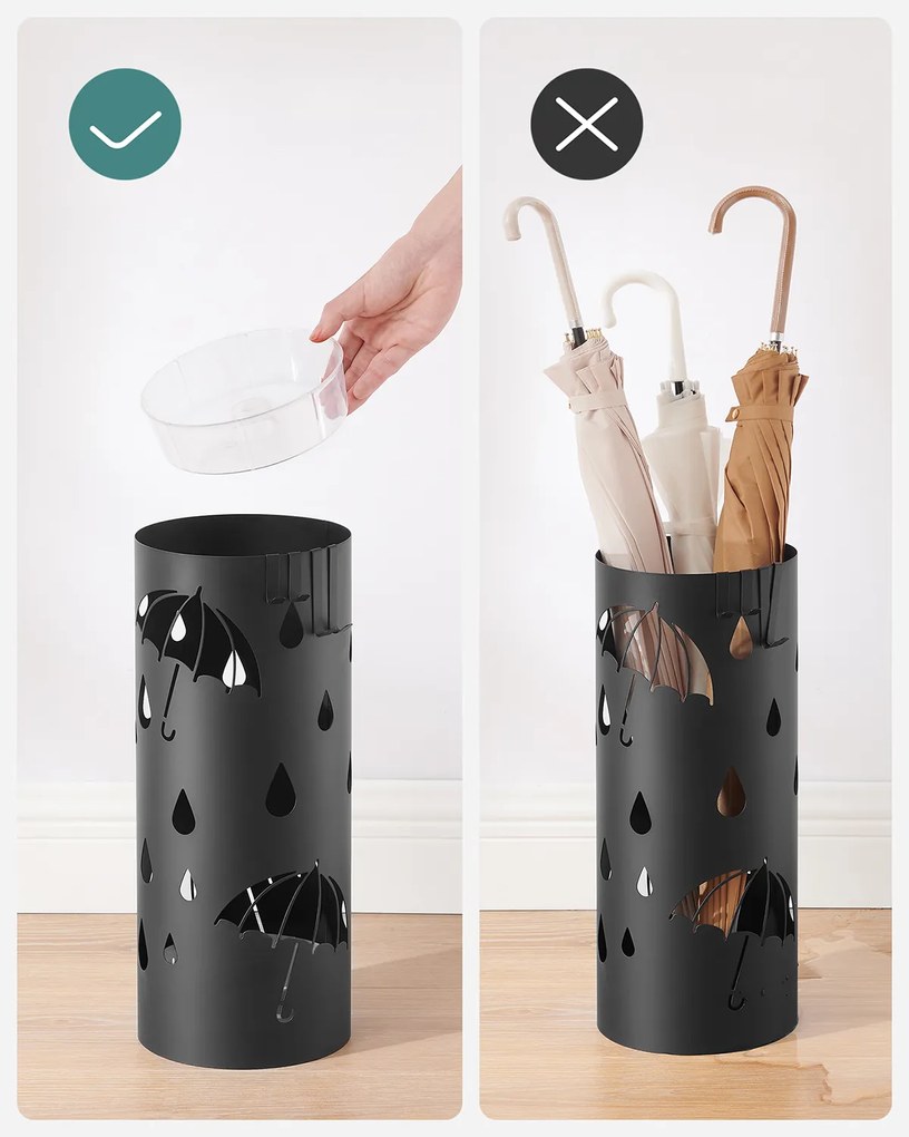 Suport metalic pentru umbrele ANABEL, 17x41 cm, negru SongmicsHome