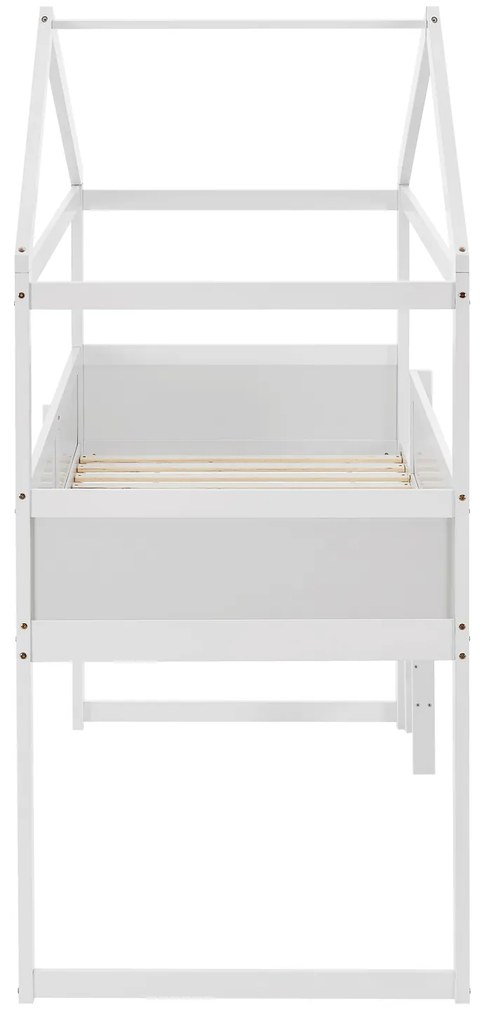 Pat supraetajat copii Josy 90 x 200 cm cu scara - alb