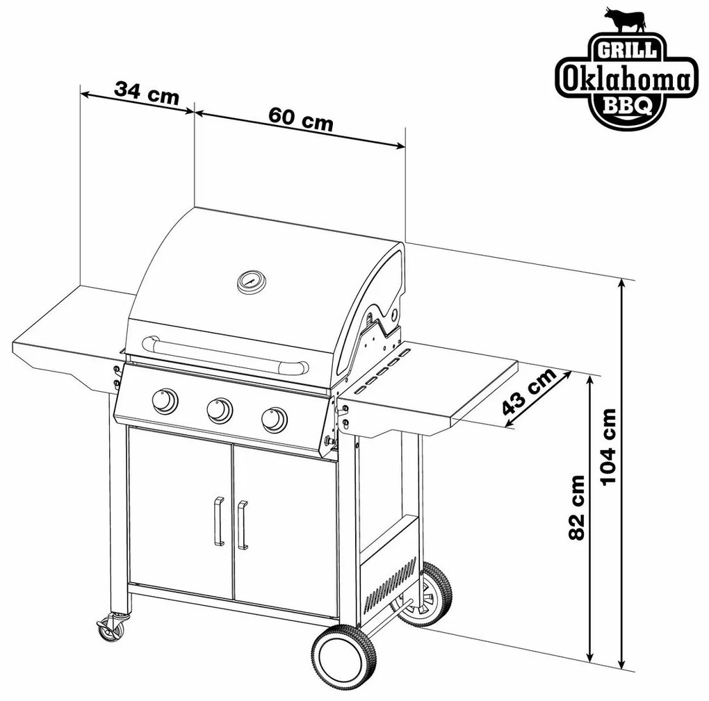 Grătar cu gaz G21 Oklahoma BBQ Premium Line 3arzătoare + reductor gratuit