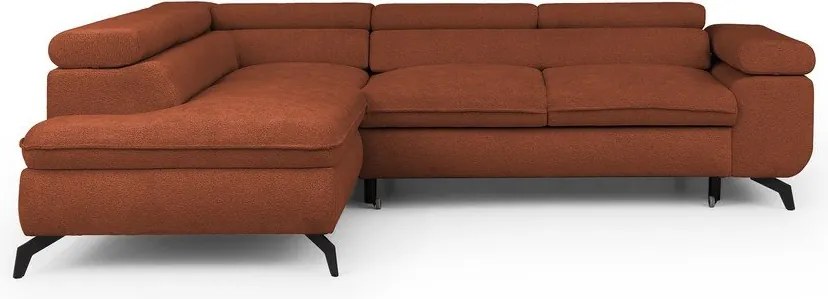 Colțar teracotă cu tapițerie din chenille (cu colț pe partea stângă/în formă de ”L”) Marbeya – Ropez