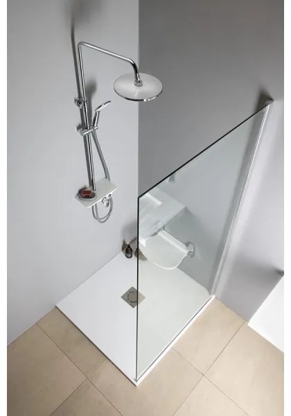 Aqualine - Set de duș cu baterie, crom lucios/alb