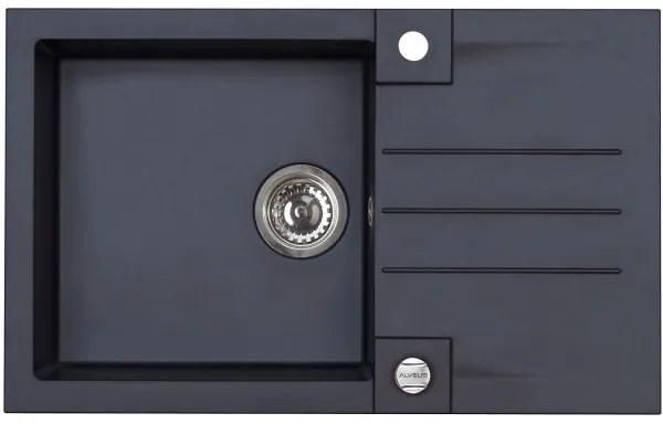 ALVEUS SETA23201 - Chiuvetă de bucătărie ROCK cu baterie pentru chiuvetă MINTAS, 34 cm, granit, negru