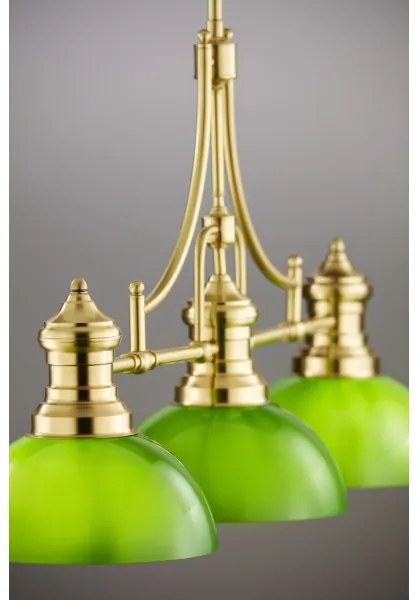 Lustră cu tijă PLATINO Jupiter 2074, 3xE27/15W/230V, verde/auriu