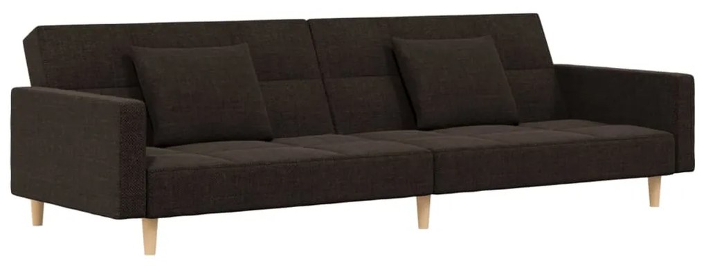 337432 vidaXL Canapea extensibilă cu 2 locuri, 2 perne, maro închis, textil