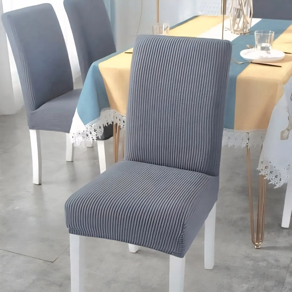 Set 6 huse elastice pentru scaune culoare Cenusiu