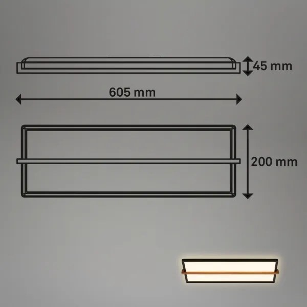 Briloner 3846015 - Plafonieră LED, 22 W, 230 V, 60,5 x 20 cm