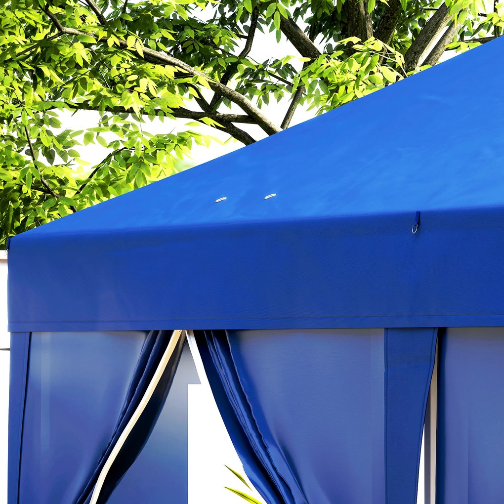 Outsunny Pavilion de grădină exterior pliabil 3 x 6 m cu 6 pereți laterali, geantă de transport inclusă, albastru | Aosom Romania