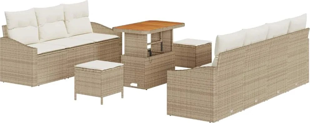 vidaXL Set de canapele pentru grădină cu pernă 10 pcs Bej și crem