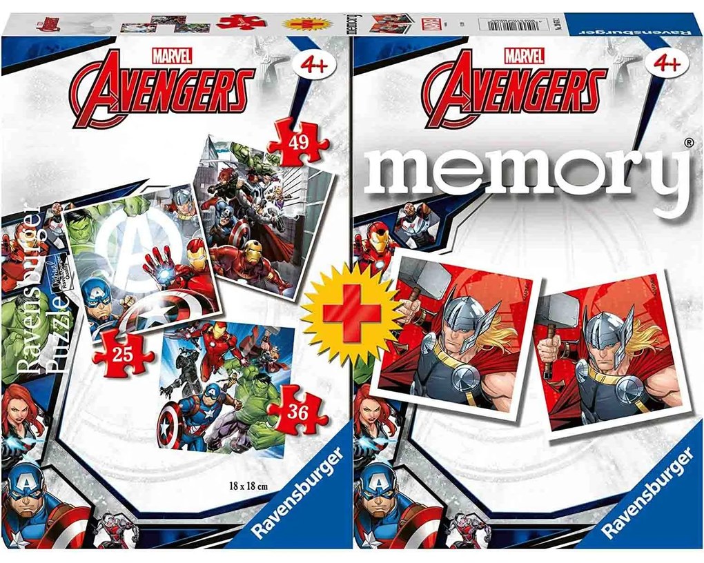 PUZZLE + JOC MEMORY AVENGERS, 25/36/49 PIESE - RAVENSBURGER (RVSPC20674)