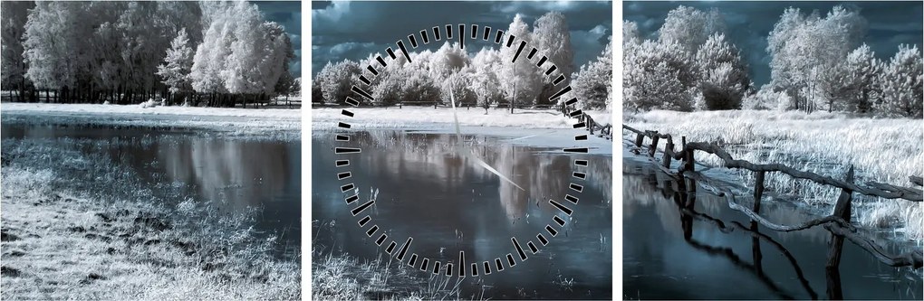 Tablou - Peisaj înghețat (cu ceas) (90x30 cm)
