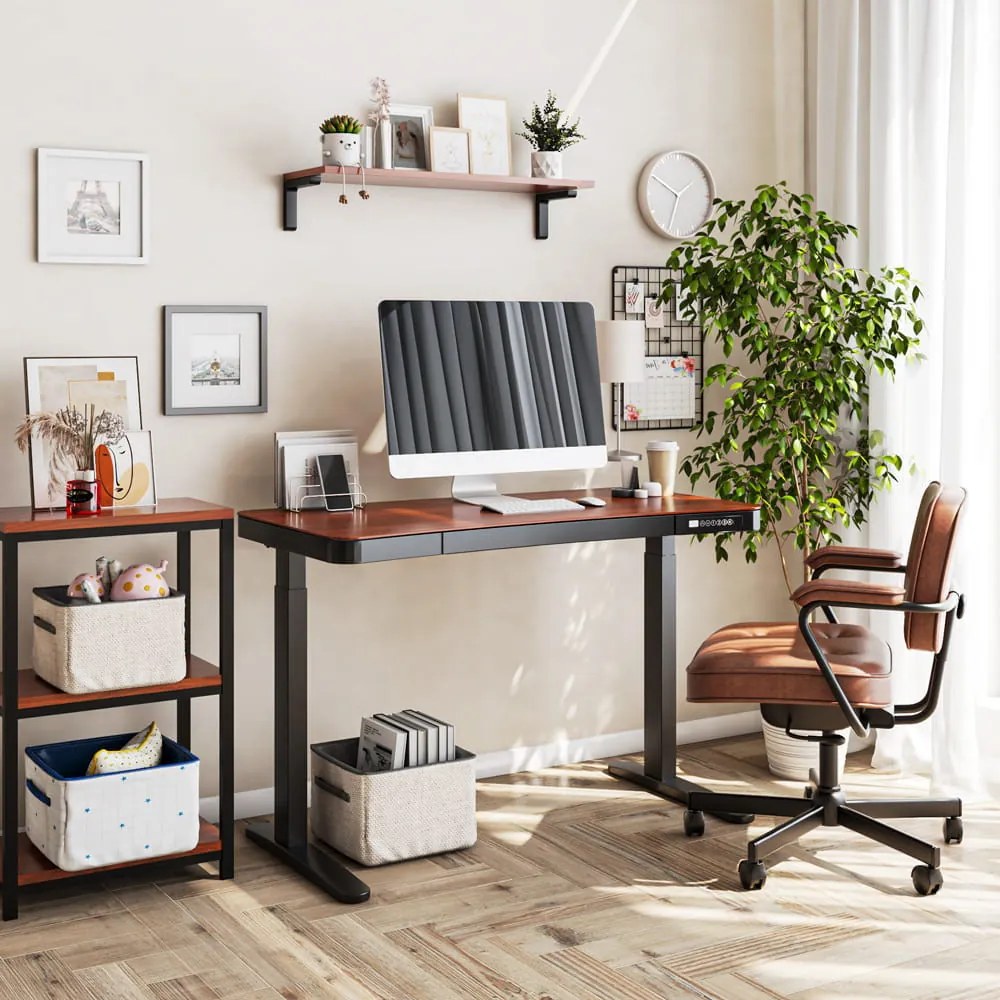 Birou HOORN cu reglare electrică a înălțimii, panou de control 120x60 cm negru nuc