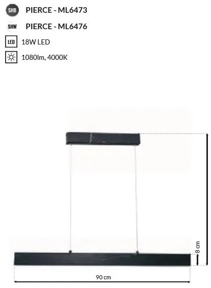 Lustra LED suspendata design modern PIERCE negru