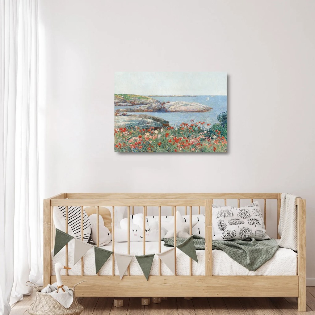 Tablou pe sticlă - Childe Hassam, Poppies, Isles of Shoals, reproducere (70x50 cm)