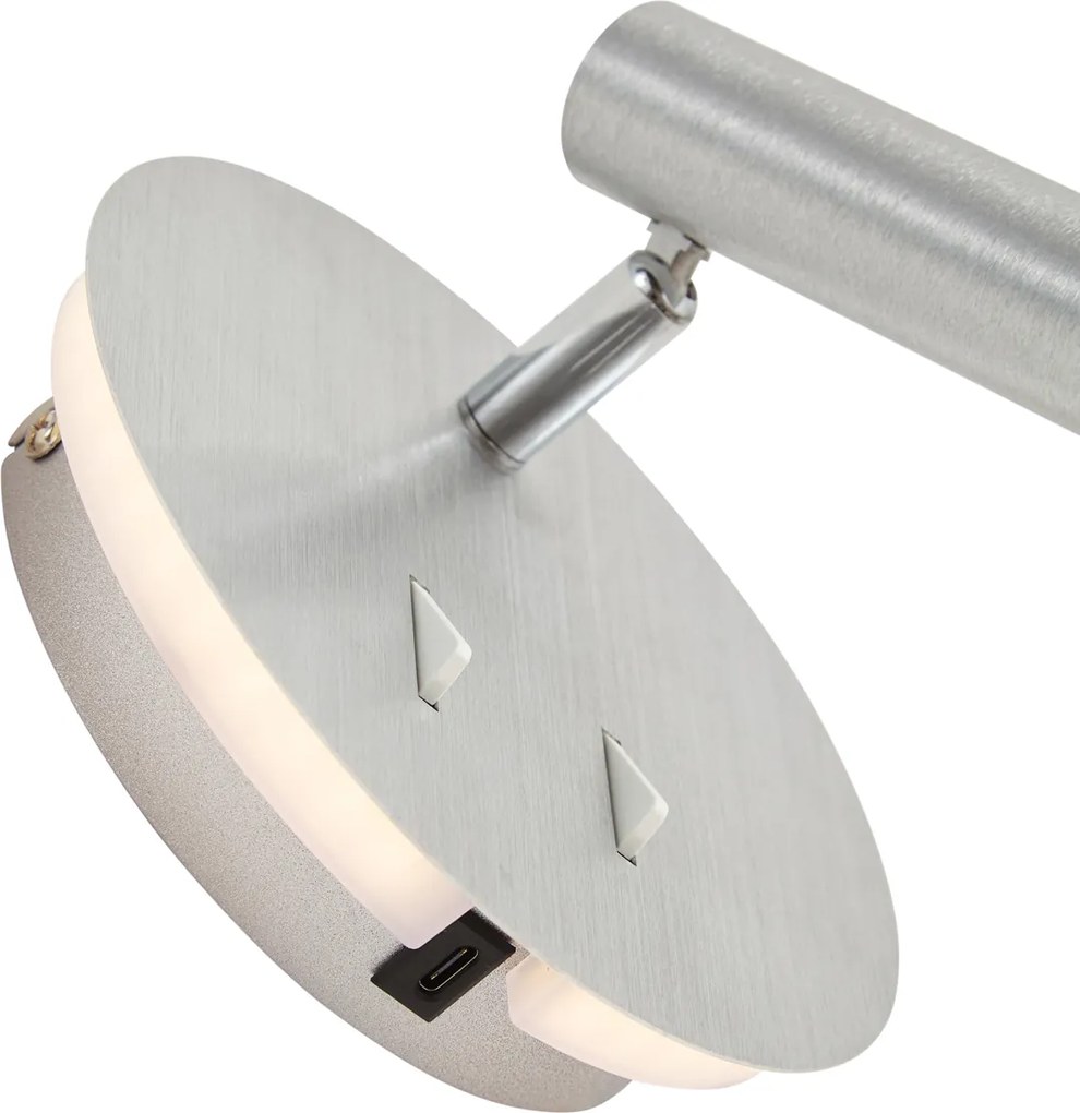 Lampă de perete modernă din oțel, inclusiv LED cu USB-C - Croft