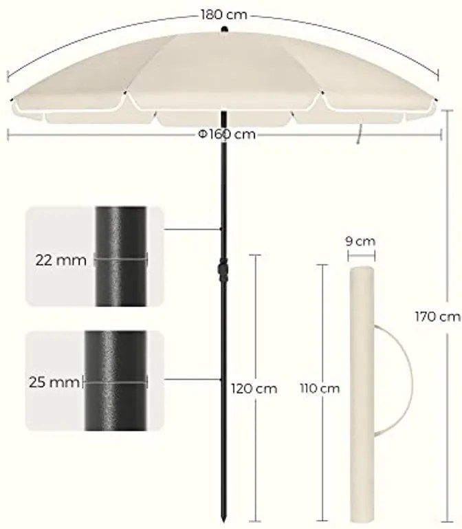 Umbrela de gradina pliabila SOMBRILLA 160 cm, bej