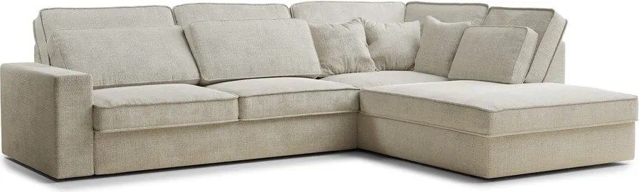 Colțar grej cu tapițerie din chenille (cu colț pe partea dreaptă/în formă de ”L”) Kirou – Maison de Rêve