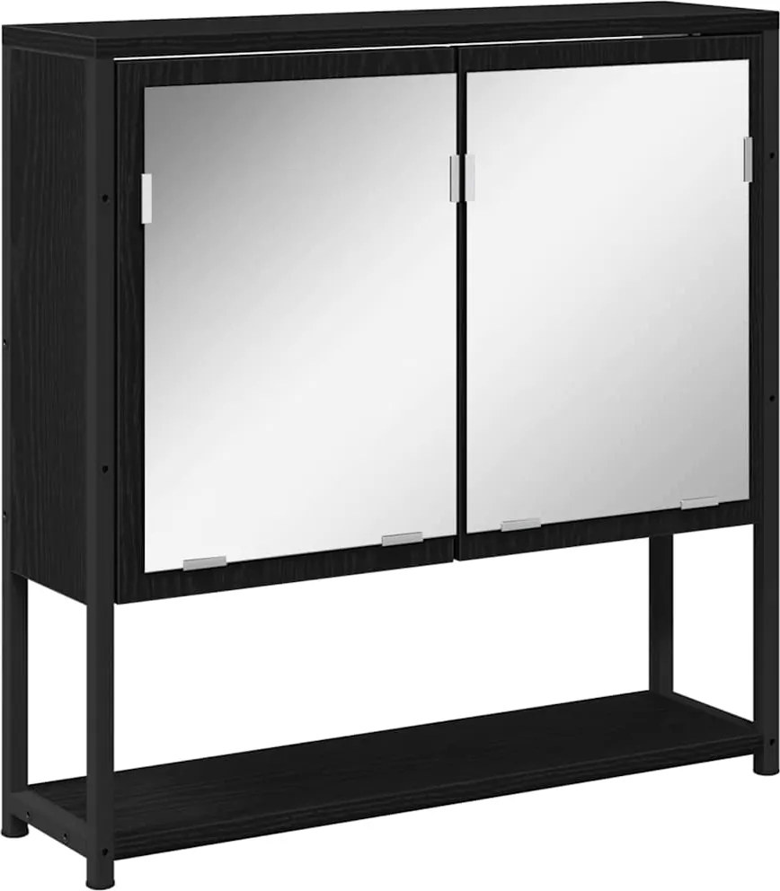 vidaXL Dulap cu oglindă Stejar Negru 60 x 16 x 60 cm Lemn compozit