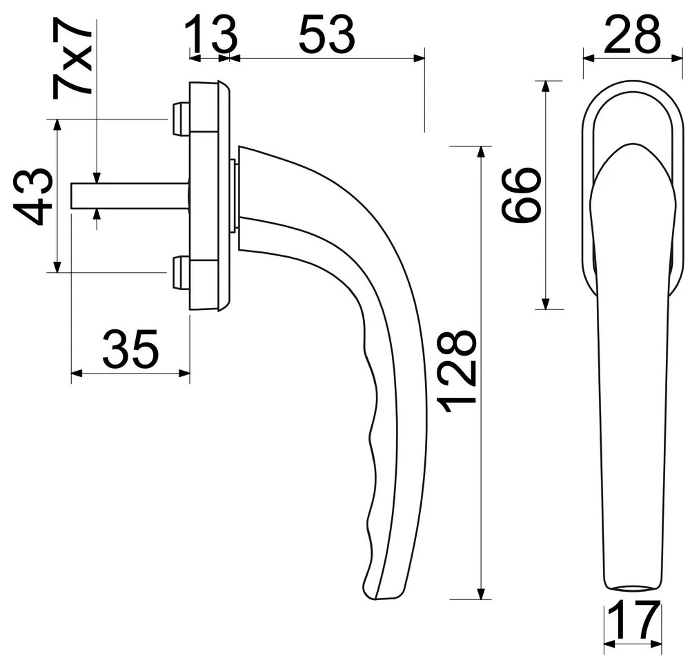 Mâner fereastră din aluminiu RHW.007, oțel inoxidabil