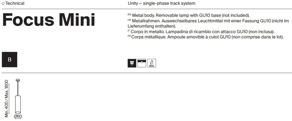 Pendul, accesoriu pentru sinele monofazate Unity, Focus Mini negru