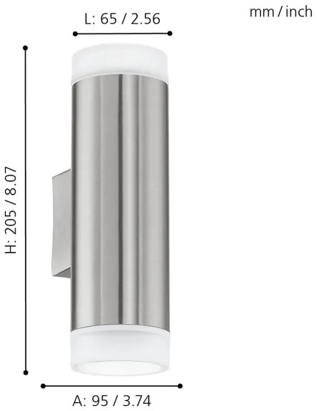 Eglo 92736 - Corp de iluminat perete exterior RIGA-LED GU10/2.5W/230V