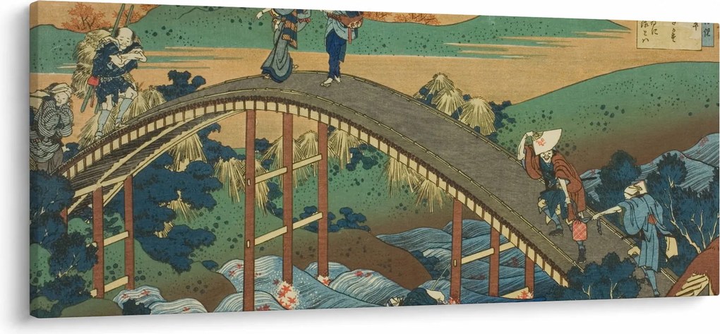 Tablou - Katsushika Hokusai, Ariwara no Narihirafrom the series One Hundred, Poems Explained by the Nurse (Hyakunin isshu uba ga etoki), reproducere (120x50 cm)