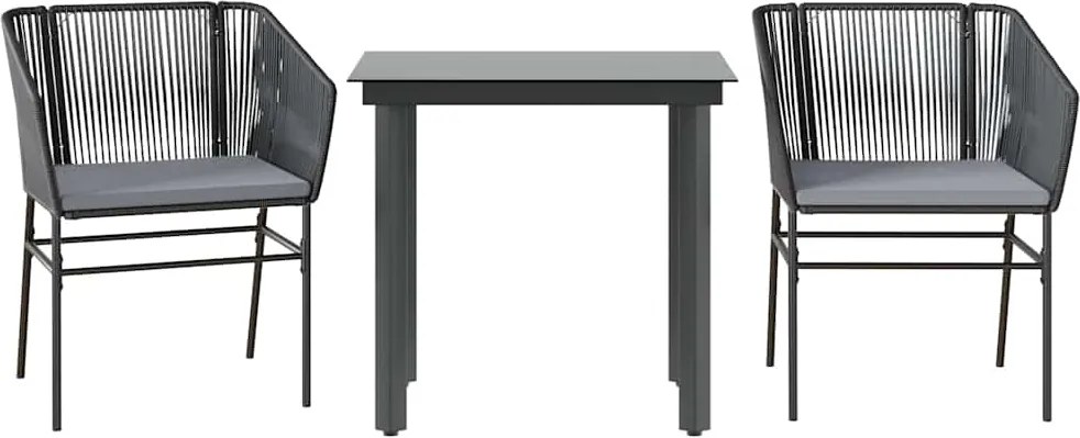 vidaXL Set de sufragerie de grădină 3 piese neagră