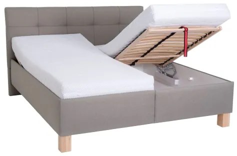 Pat tapițat MARIA 160x200 cm, cu spațiu de depozitare, fără saltea, taupe