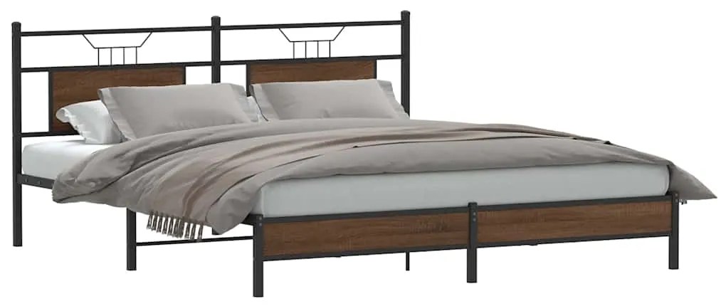 vidaXL Cadru pat fără saltea stejar maro, 160x200 cm, lemn prelucrat