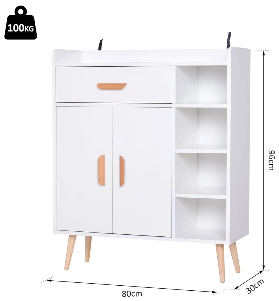 HOMCOM Mobilier Multifuncțional Compact pentru Hol, 80x29.5x96cm, Design Modern, Alb | Aosom Romania