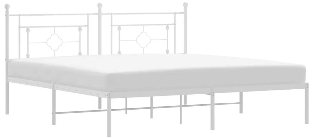 374392 vidaXL Cadru de pat metalic cu tăblie, alb, 180x200 cm