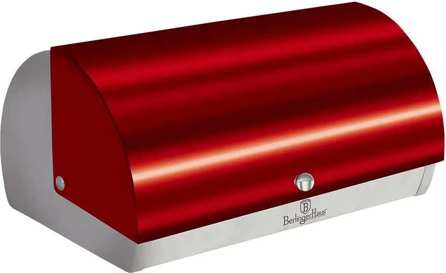 Cutie de paine BerlingerHaus, inox, rosu metalic, BH 1345