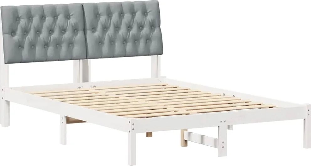 vidaXL Cadru de pat Gri deschis 140 x 200 cm Lemn de pin masiv