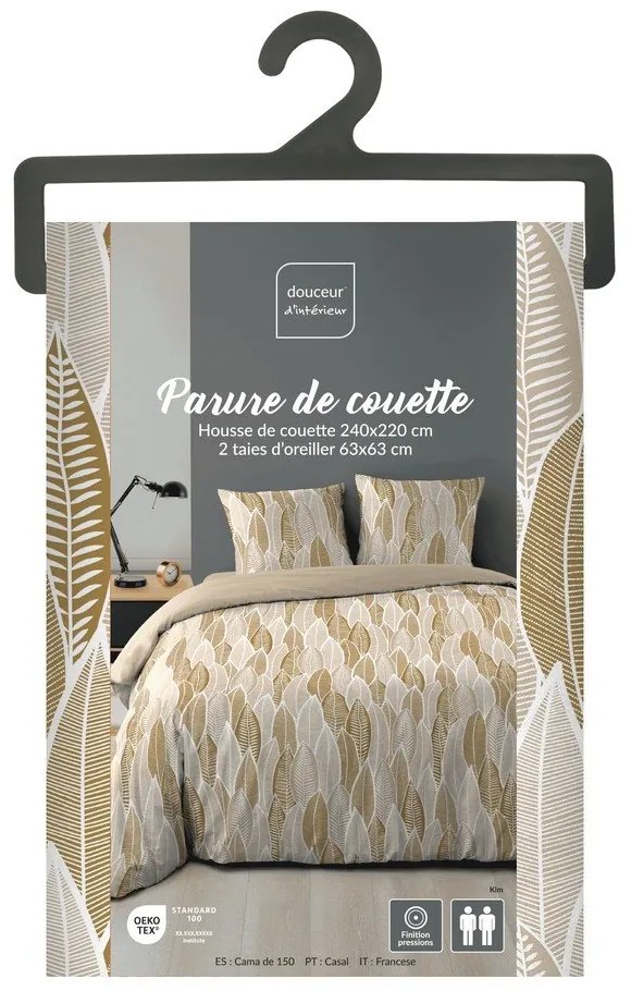 Lenjerie de pat galben ocru din microfibră pentru pat dublu, extinsă 240x220 cm Kim – douceur d'intérieur