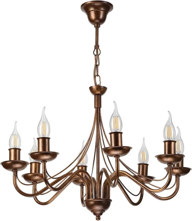 Candelabru cu lanț ANTON 8xE14/60W/230V bronz