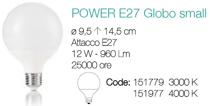 Bec LED POWER E27 12W GLOBO SMALL 4000K 151977