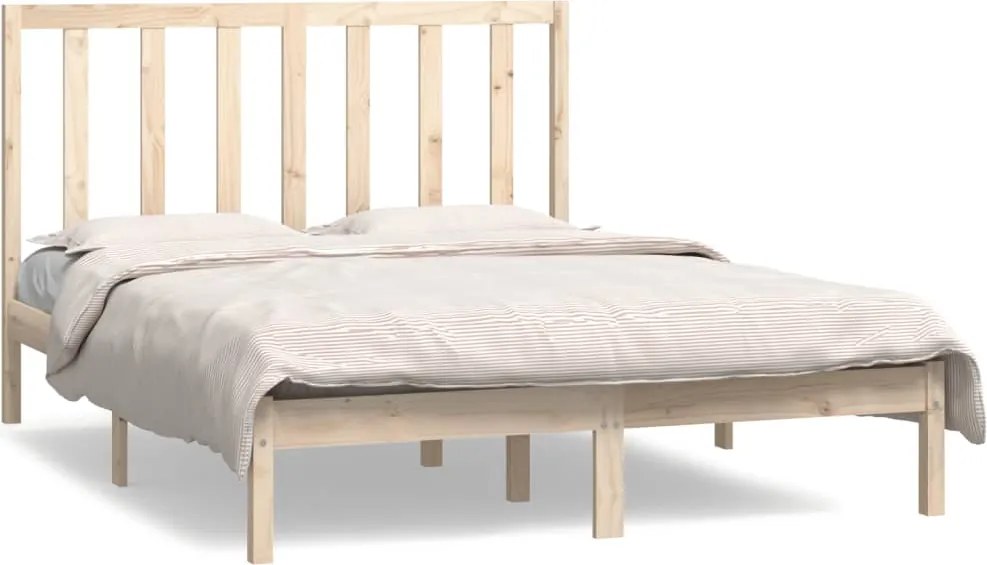 vidaXL Cadru de pat fără saltea, 140x190 cm, lemn masiv de pin