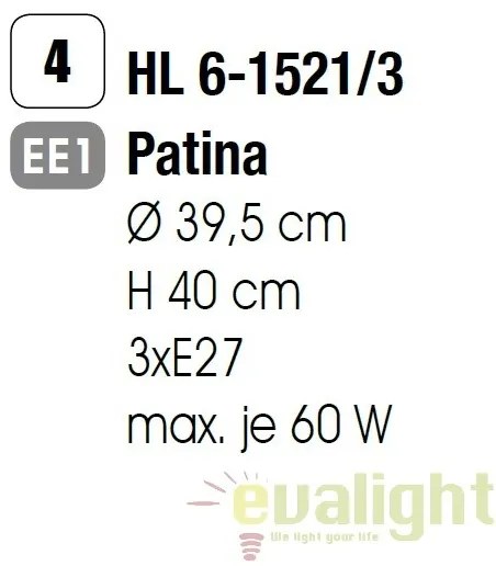 Lustra / Pendul stil clasic diam. 39cm Aida HL 6-1521/3 Patina OR