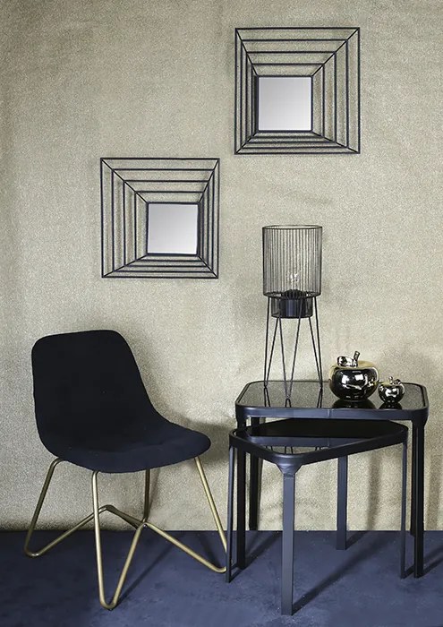 Set 2 oglinzi Shift, metal, negru, 6.5x40.5x40.5 cm