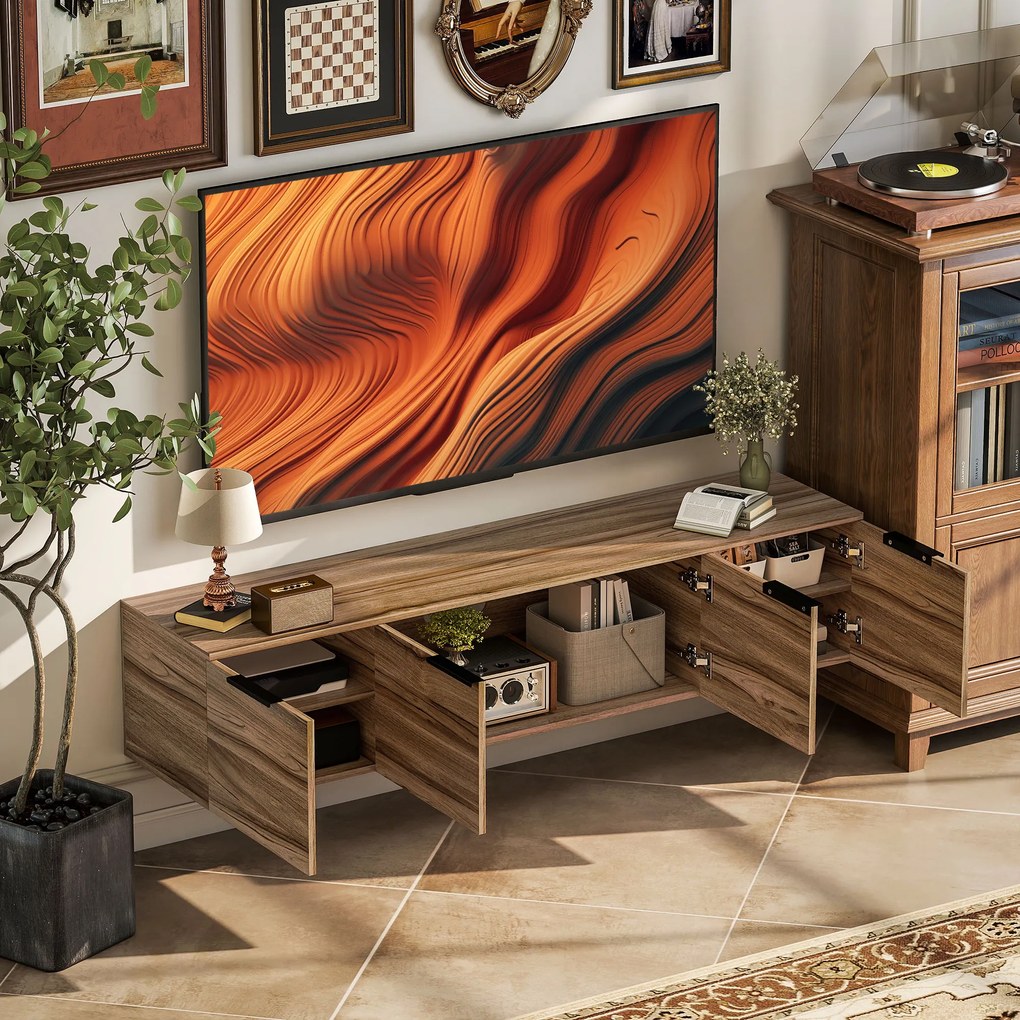 HOMCOM Comodă TV de până la 65" Stil Industrial cu 3 Dulapuri, Maro | Aosom Romania